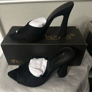 Shoe Dazzle Black “Mira” Heeled Sandals Women’s 7.5 NIB
